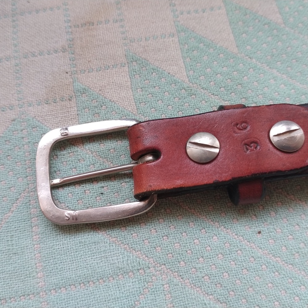 Vintage Sport'n Leather Brown Leather Concho Belt - Picture 5 of 7